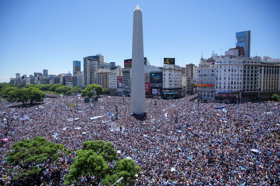 Argentine fans descended on the Obelisk monument in Buenos Aires