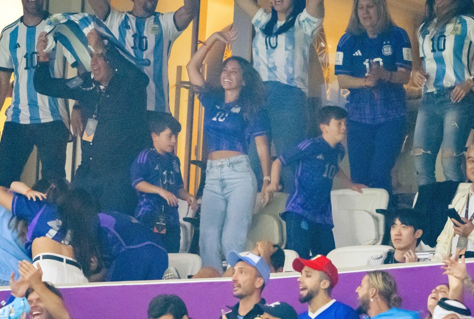 Lionel Messi's family and friends celebrate his goal