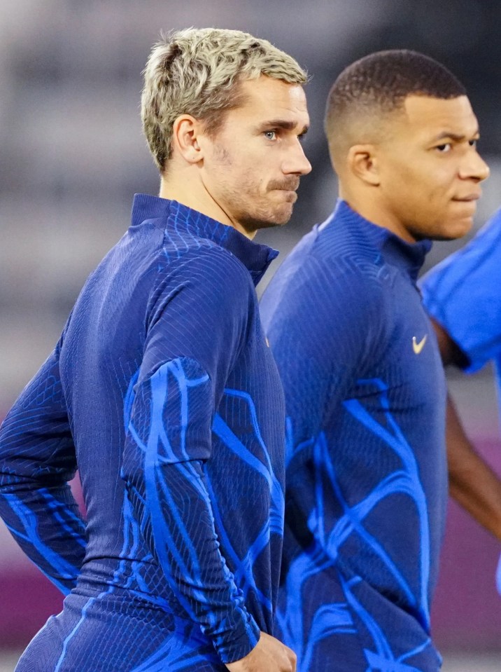 Star performers Antoine Griezmann and Kylian Mbappe were joined in training by all France's injury and illness victims