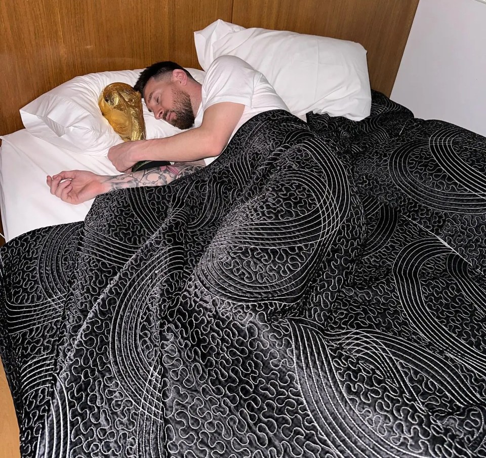 Lionel Messi slept with the World Cup trophy