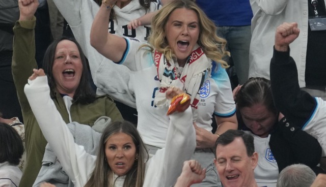 Katie went wild celebrating Harry Kane’s first penalty