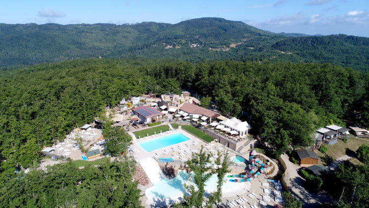 The site in Tuscany is perched in the countryside