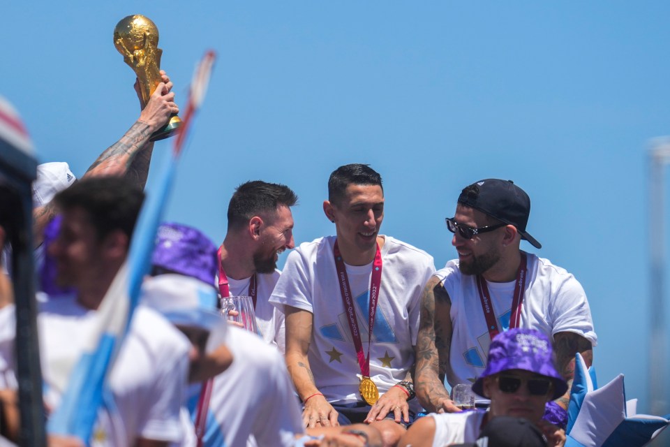 Lionel Messi, Angel Di Maria and Nicolas Otamendi were snapped on the bus