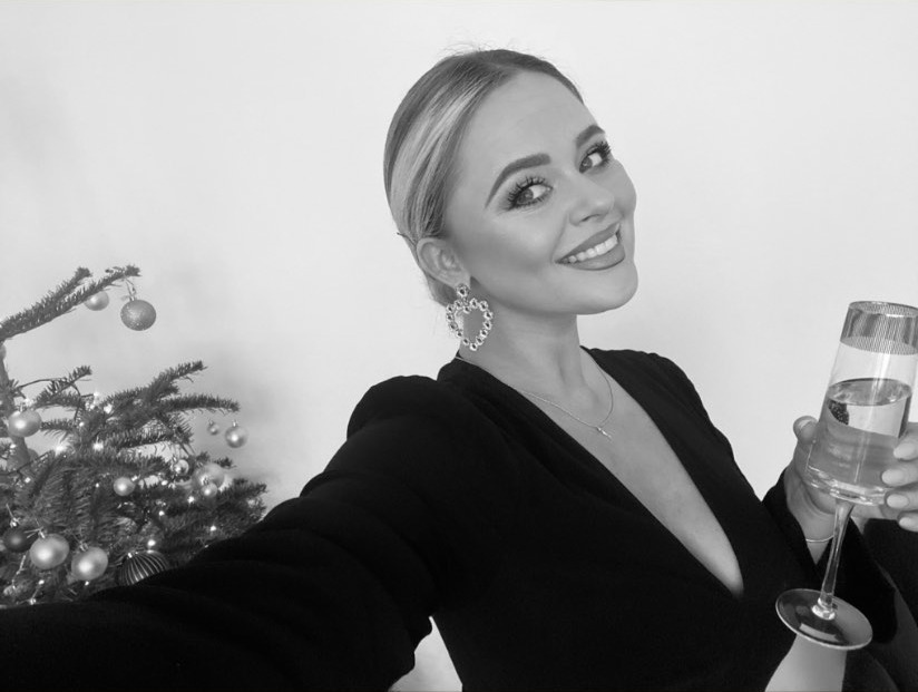 Emily Atack looked sensational in a low-cut dress on Christmas Day