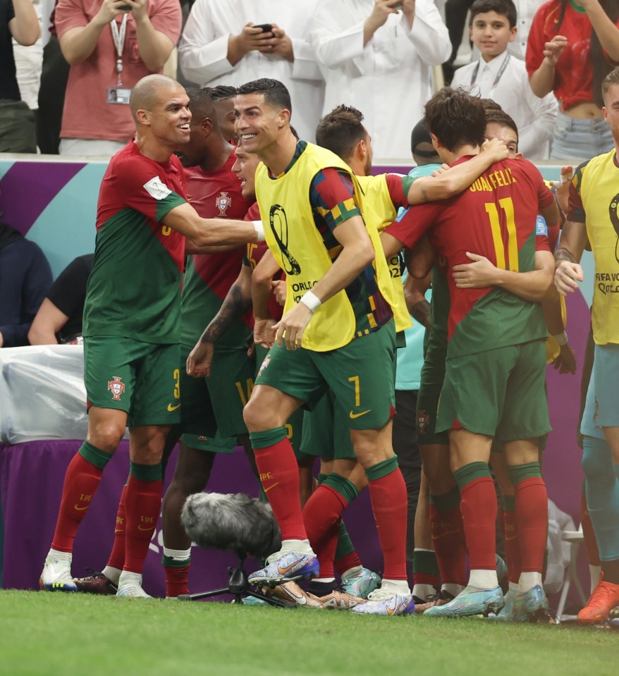 Ronaldo celebrated the goal with his Portugal team-mates