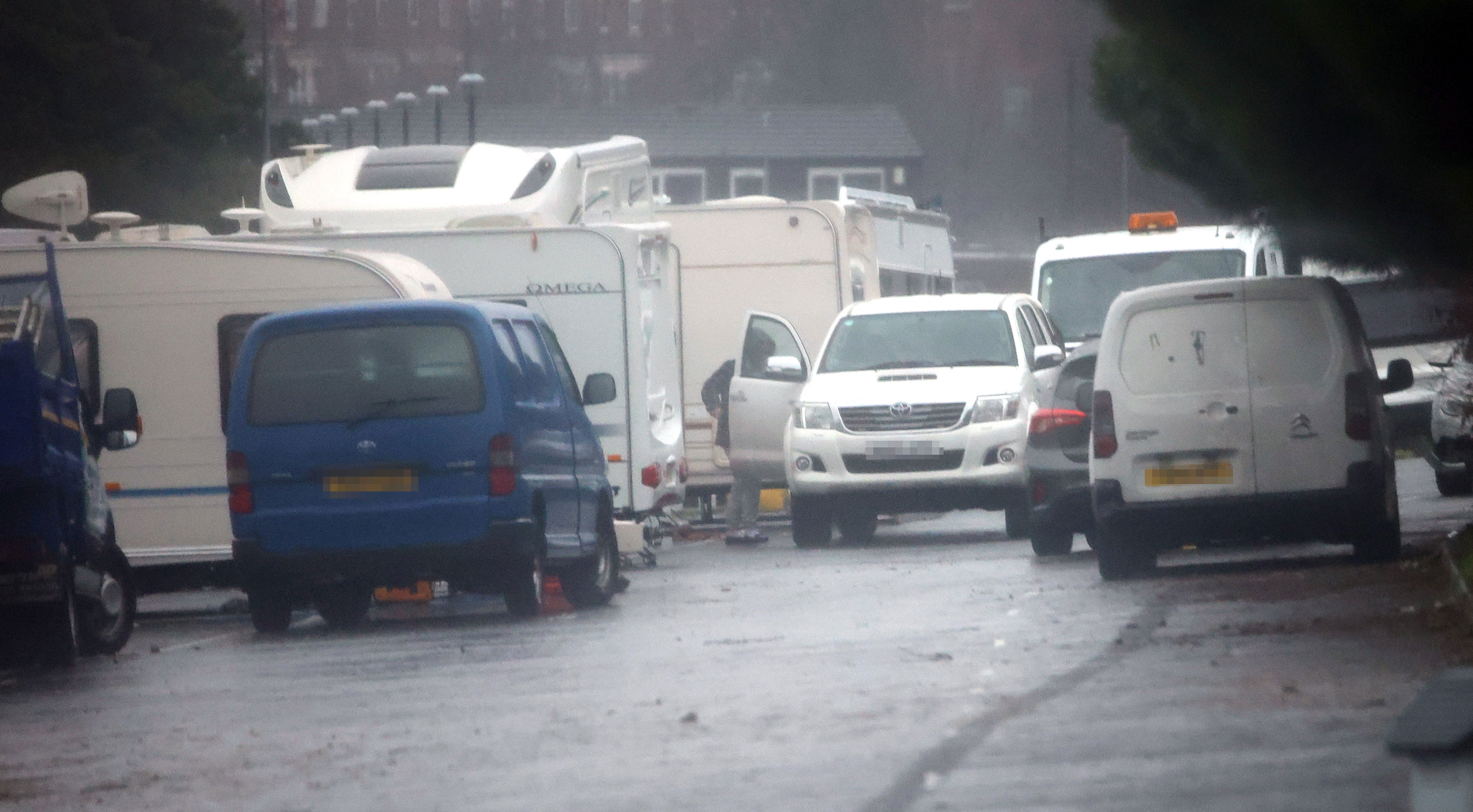 Travellers have set up camp next to the Emmerdale studio in Leeds