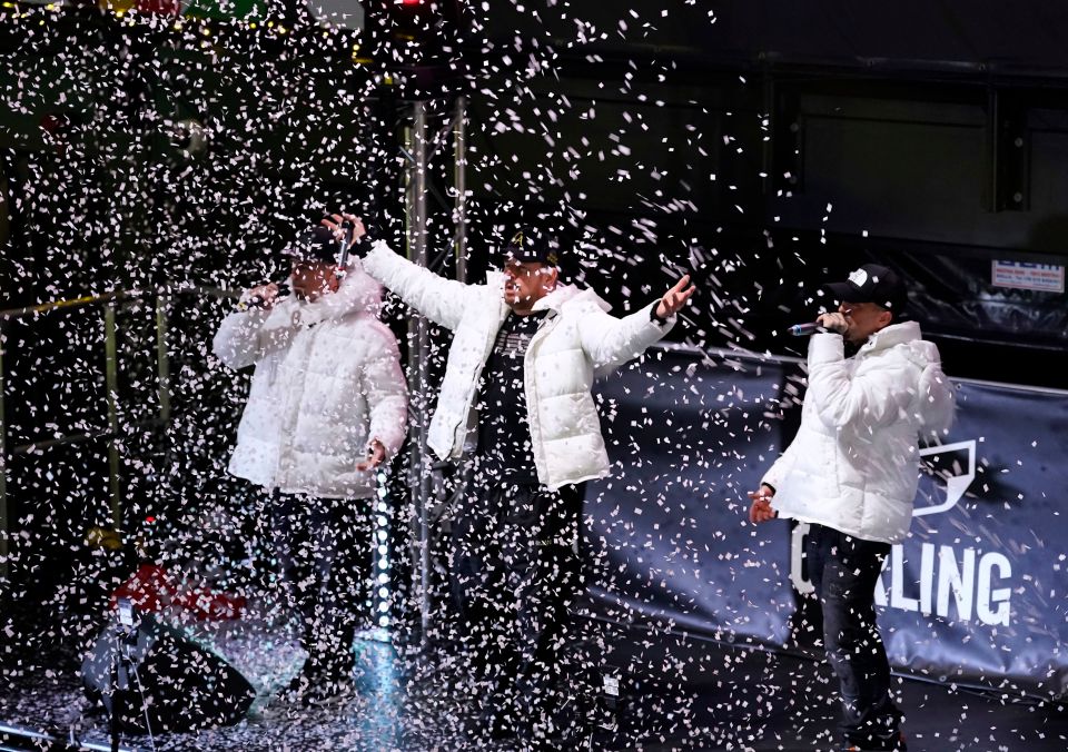 East 17 performed for the fans at BoxPark Wembley, during a screening of the FIFA World Cup Group B match between Wales and England