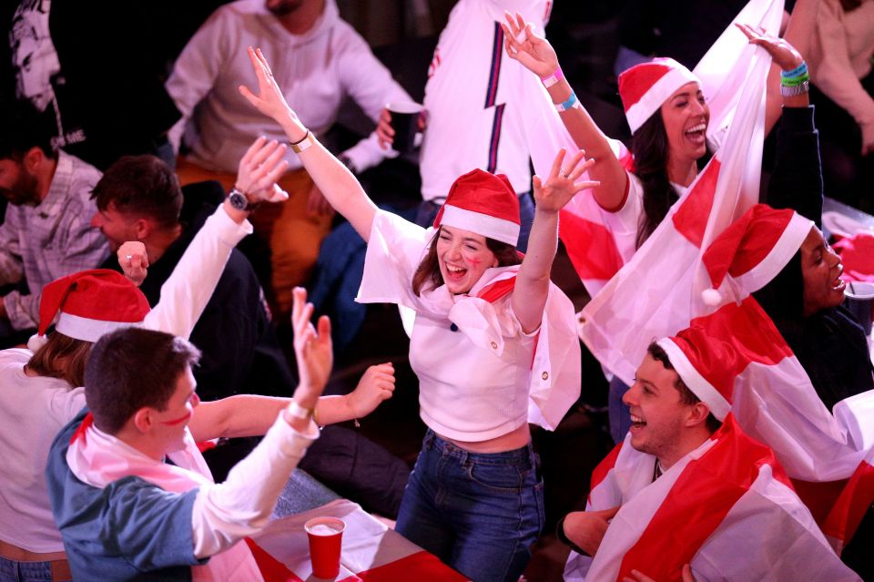 Buoyant England fans at Boxpark Wembley