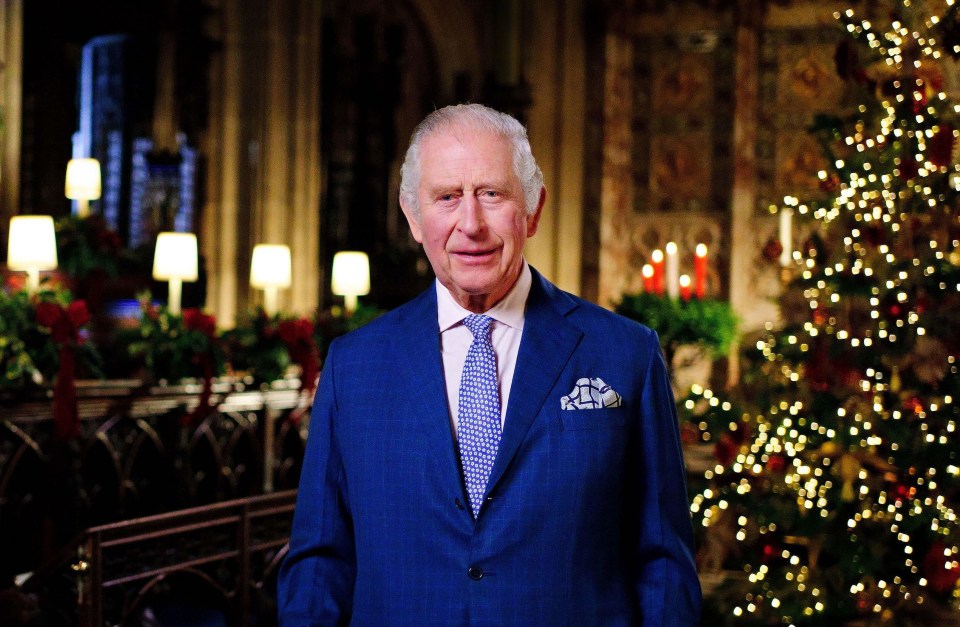 The King filmed his first Christmas address in the Quire of St George's Chapel at Windsor Castle