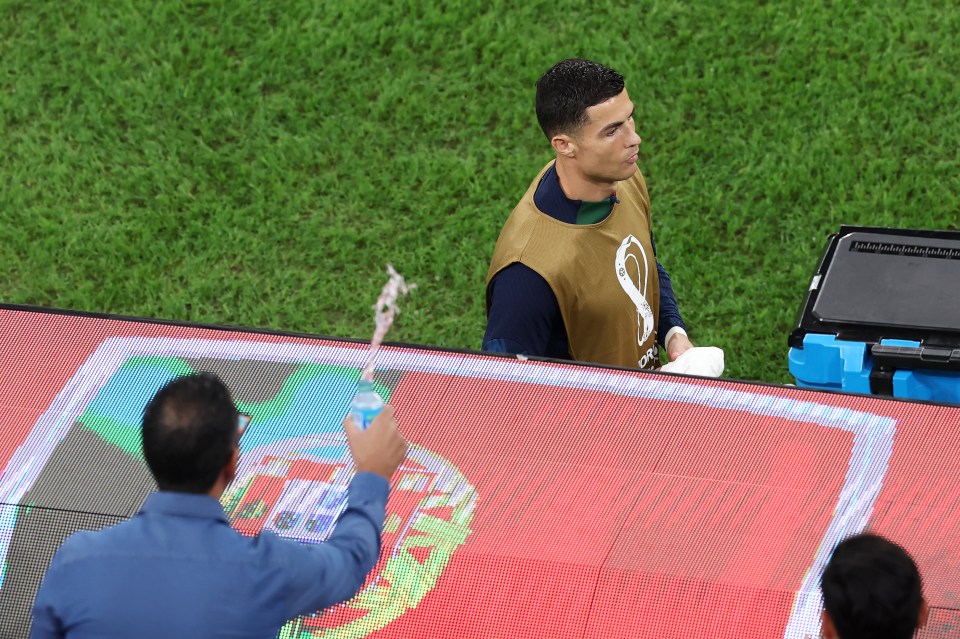 A fan appeared to throw water towards Portugal superstar Cristiano Ronaldo