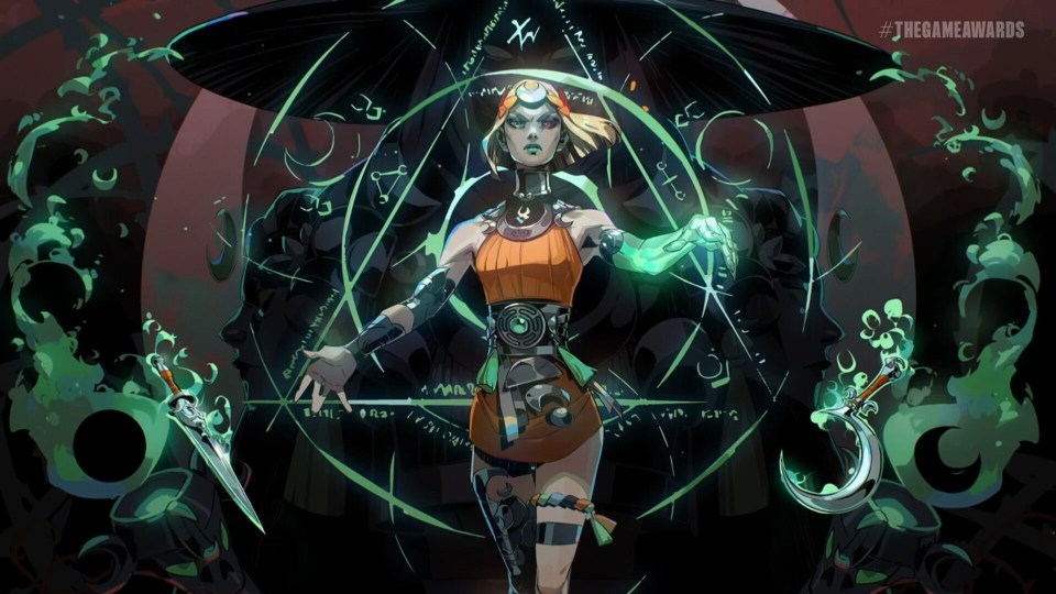 Illustration of a female character from Hades II casting a spell.