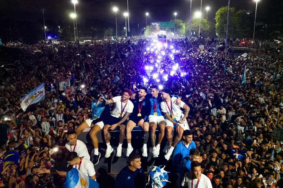 Messi and four team-mates sat at the top of the bus