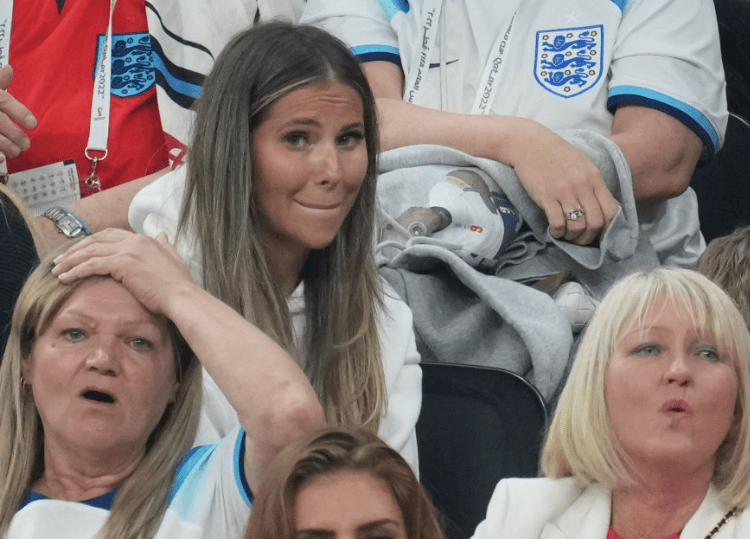 Luke Shaw’s partner Anouska cut a worried figure in the stands