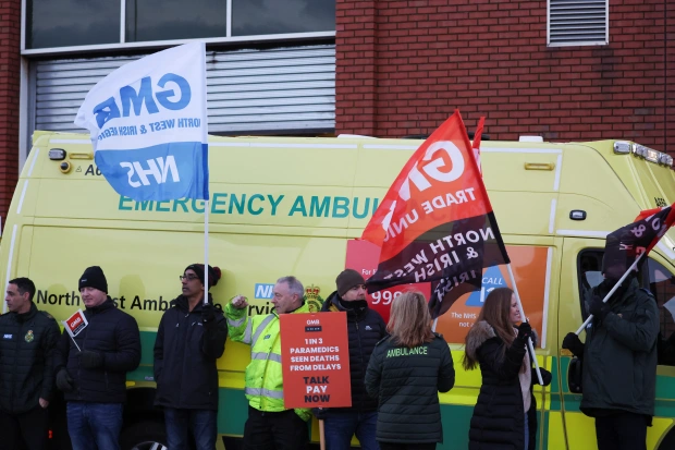 Ambulance workers also walked out on Wednesday