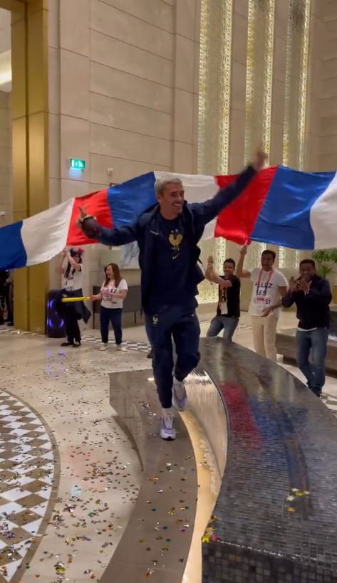 Antoine Griezmann danced around to the tune of 'Freed from Desire'