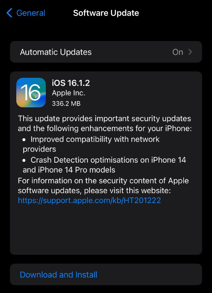 You must iOS 16.1.2 as soon as possible