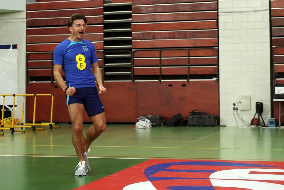 Jack Grealish looked pumped as he enjoyed some foot tennis