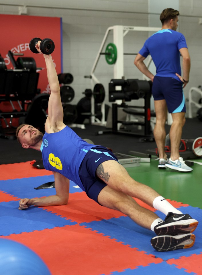 Jordan Henderson was hard at it on the weights in the gym