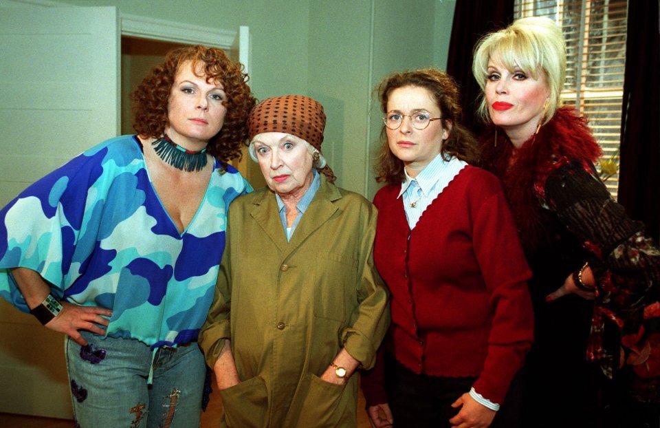 Julia played Saffy Monsoon, second from right, the daughter of Jennifer Saunders' character, left, in the BBC comedy sitcom Absolutely Fabulous