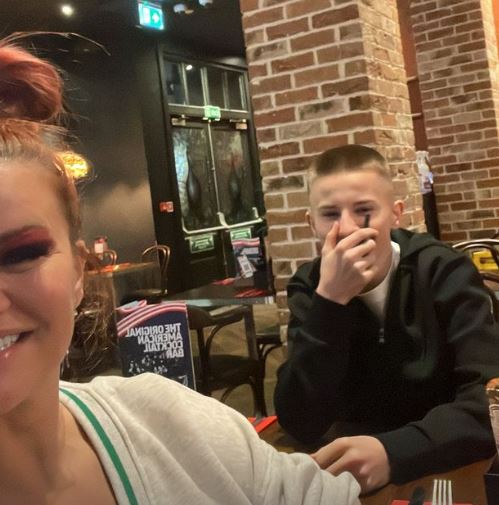 Kerry Katona poses with her very rarely seen son Max