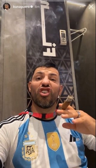 Aguero smoked a cigar in celebration