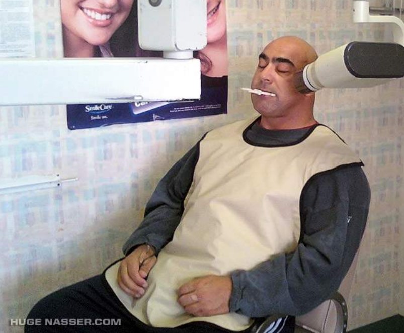 Nasser pictured at the dentist in his last known photo before his death