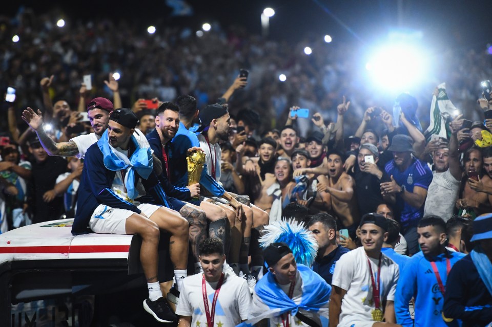 Thousands lined the streets to see Argentina's World Cup-winning team