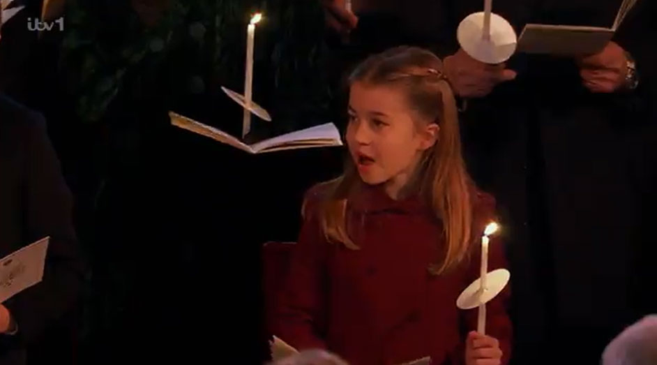 Princess Charlotte was spotted singing Away In A Manger during the Royal Carols: Together At Christmas