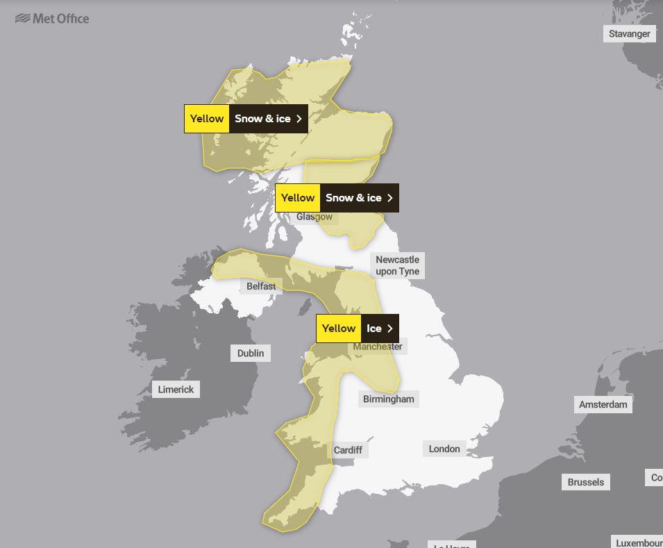 The Met Office has now issued more weather warnings - and there are three in place tomorrow