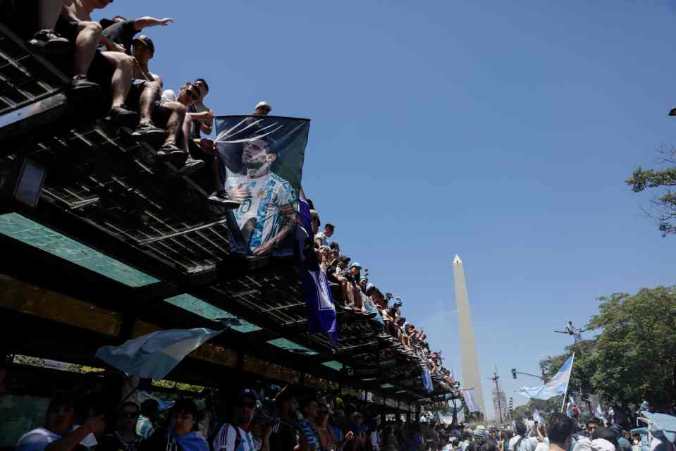 Big flags with Lionel Messi on the front were also spotted in the crowd