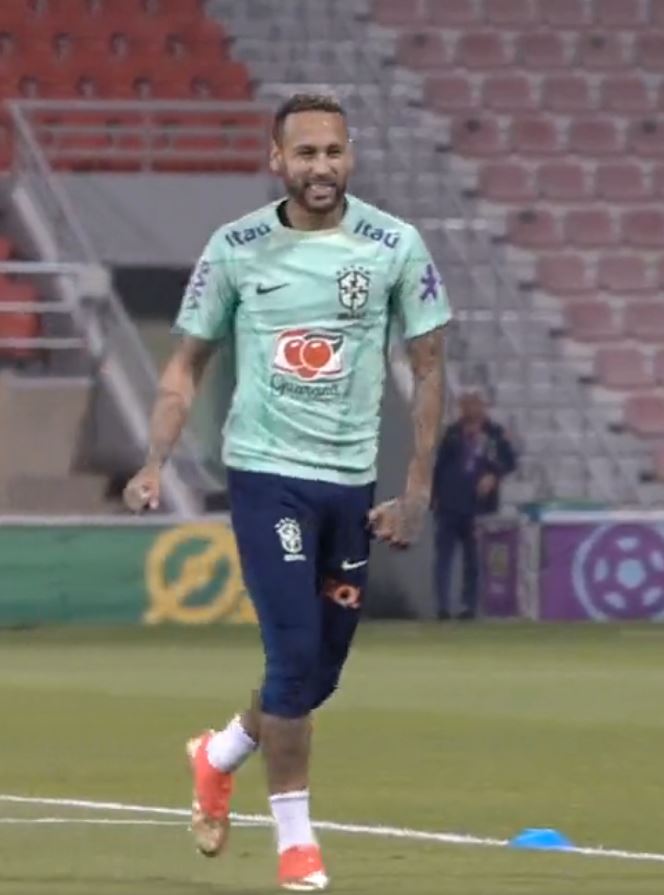 Neymar returned to training with the rest of Brazil's squad ahead of the World Cup Last 16