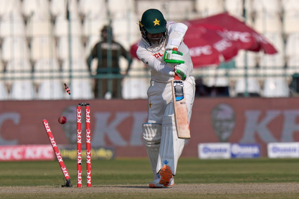 Zahid Mahmood had his off stump flying thanks to Wood's pace