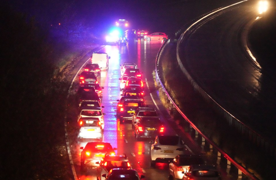 Surface water causing hold-ups on the A27 in Sussex