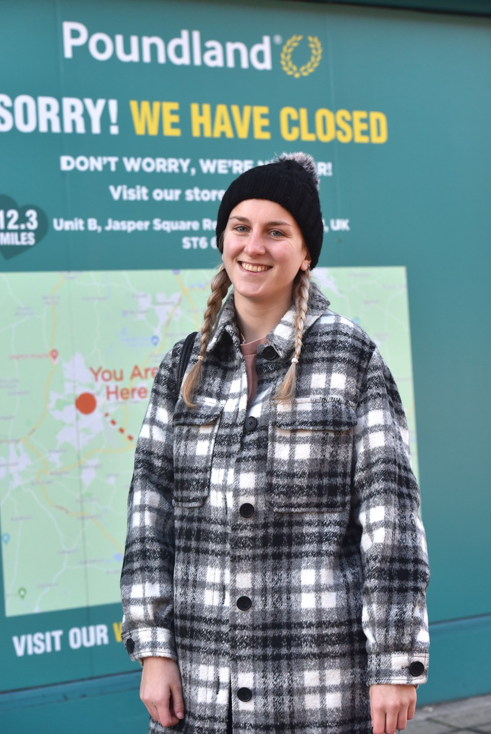 Amy Beswick, 24, outside the closed Poundland in the town centre