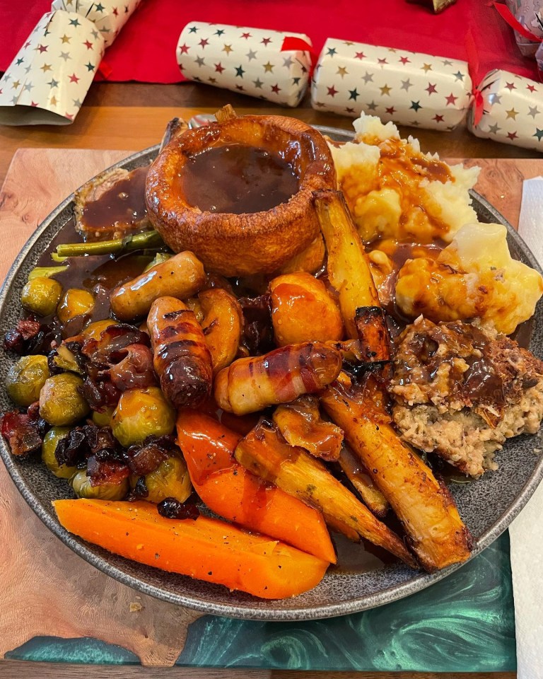 The star tucked into a delicious festive feast