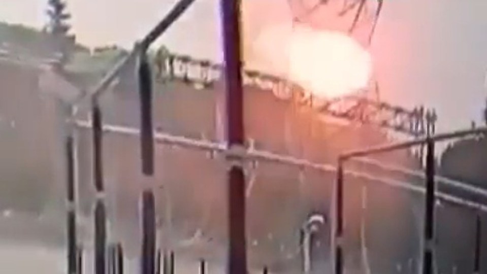 The moment the plane hit a powerline and burst into flames