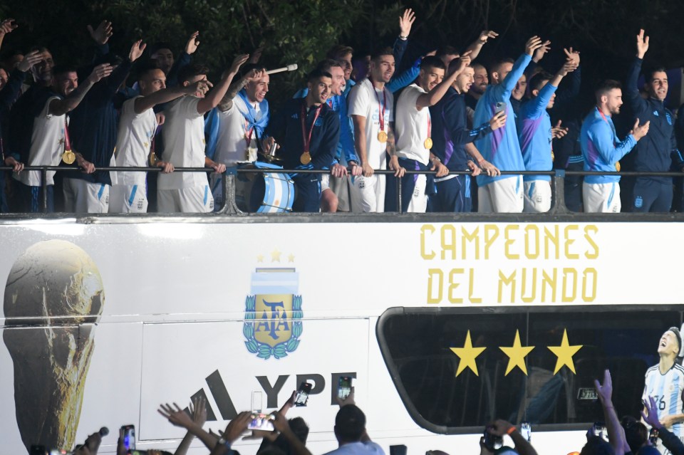 Argentina's players boarded an open top bus to celebrate in the early hours