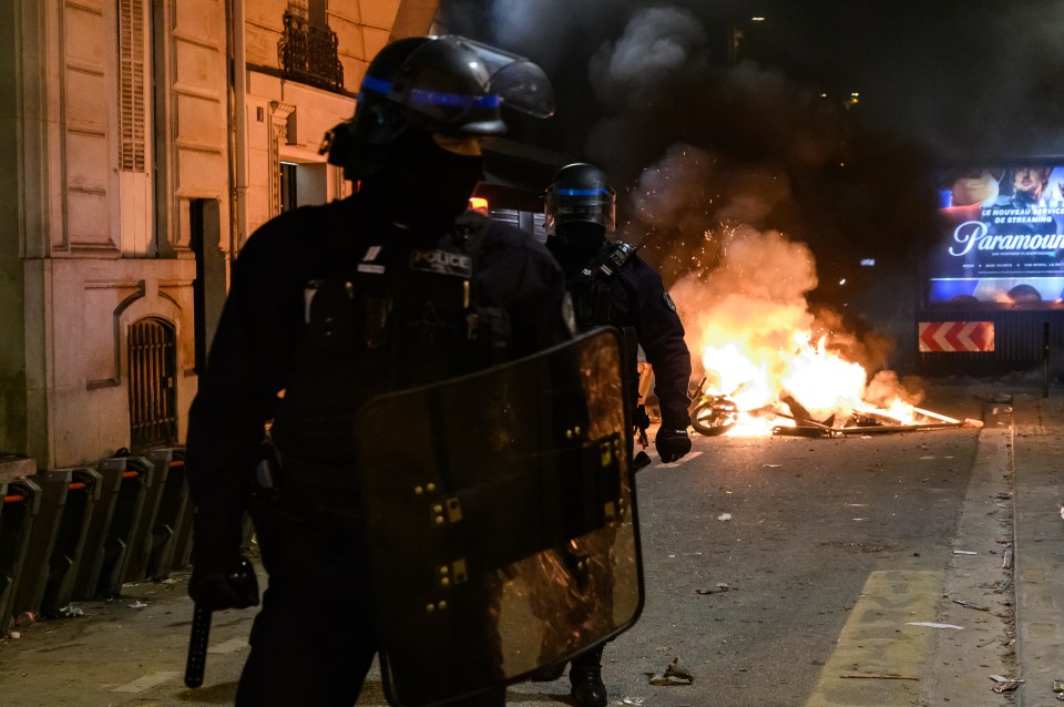 Riot police are battle-ready for tonight's clash between Morocco and France