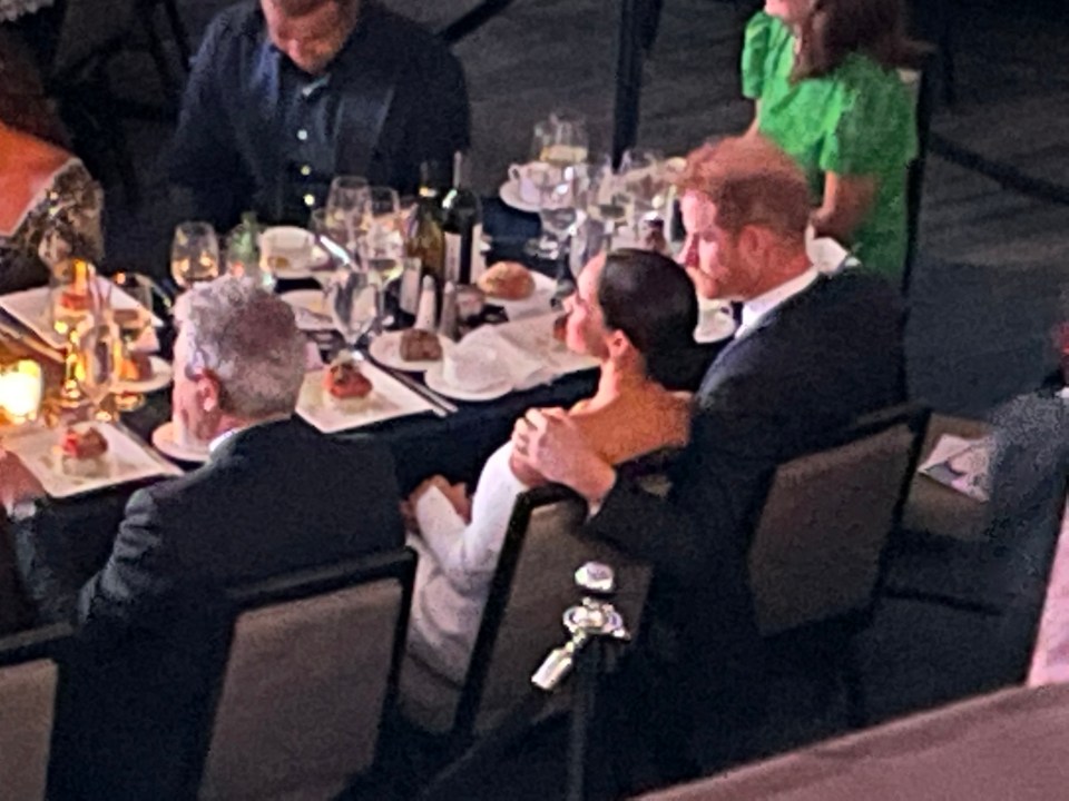 Harry put a protective arm around his wife at the dinner