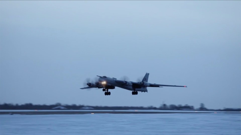 A Russian Tu-95MS takes flight