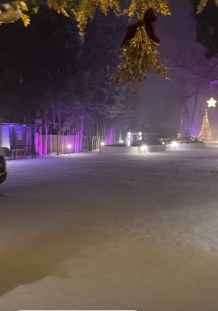 Rylan showed off his huge driveway covered in a blanket of snow