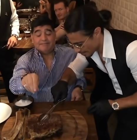 Maradona mocked Salt Bae's sprinkling gimmick when he dined there in 2018