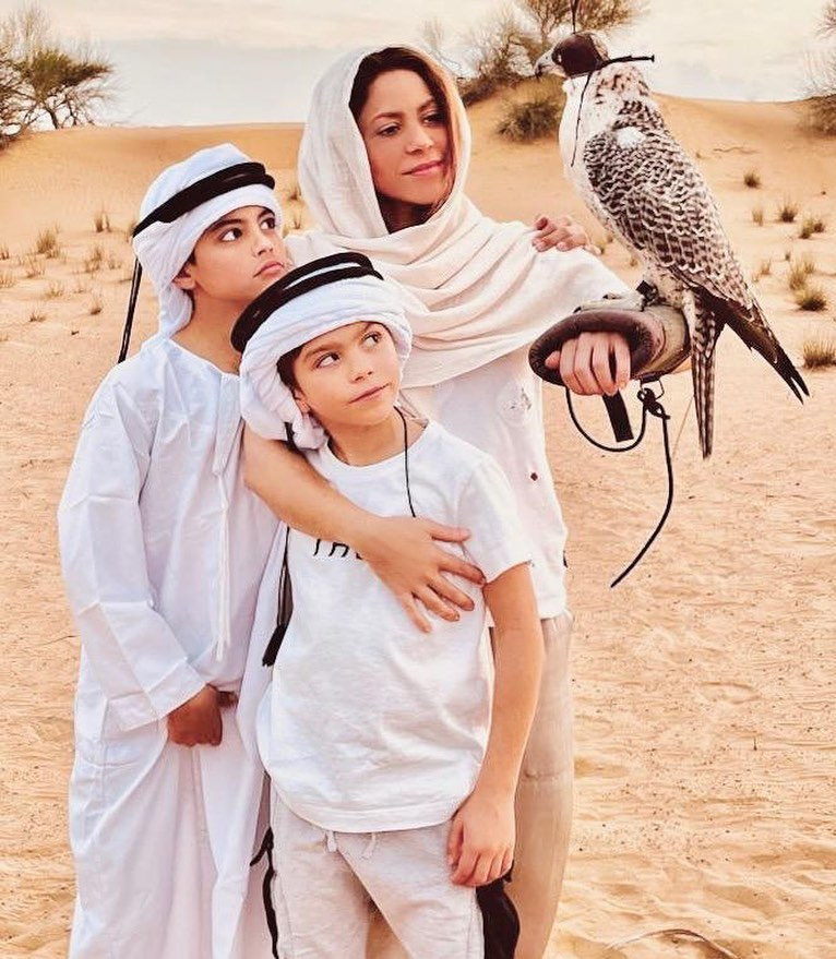 The singer posted a picture with her two sons in Dubai