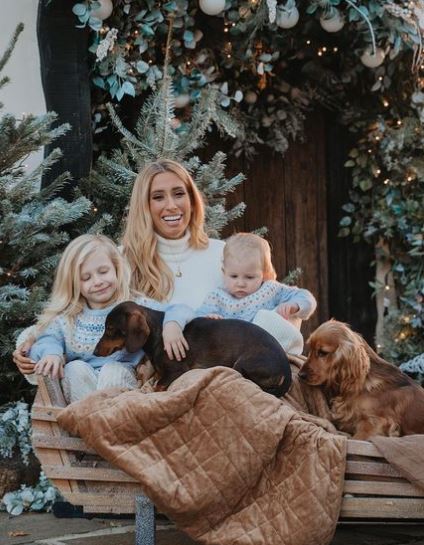 Stacey Solomon with youngest son Rex and daughter Rose