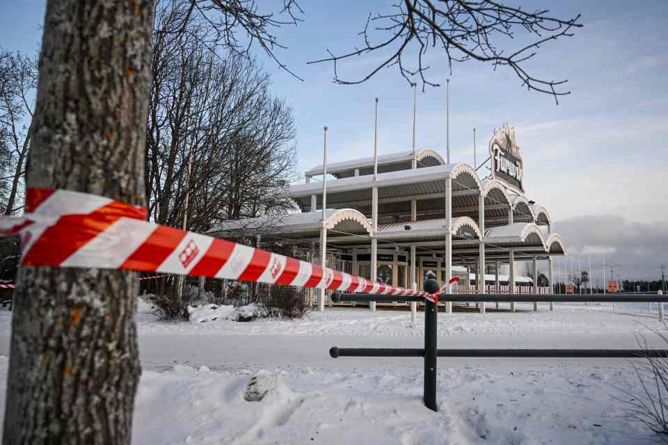 A cordon near the main entrance of the Furuvik Zoo