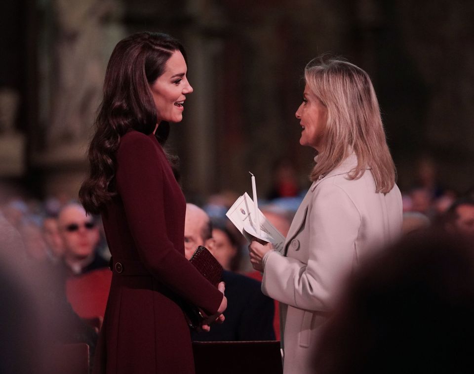 The Princess of Wales (left) with the Countess of Wessex during the service