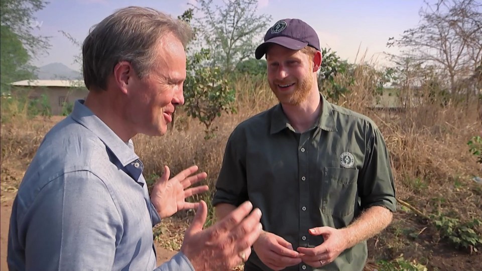 Journalist Tom Bradby with Prince Harry in South Africa in 2019