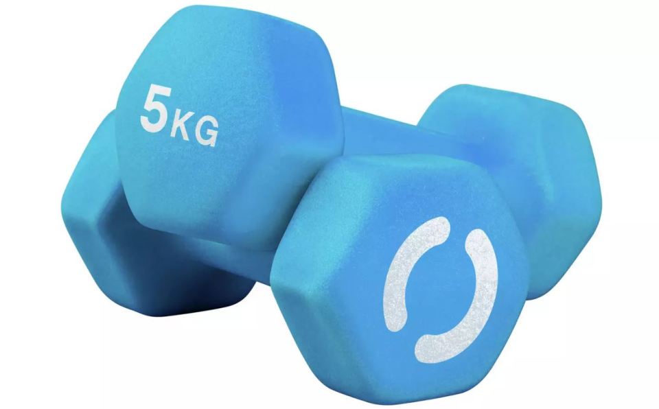 Don't want to flex your wallet? The Opti Neoprene Dumbbell Set from Argos is £17.33