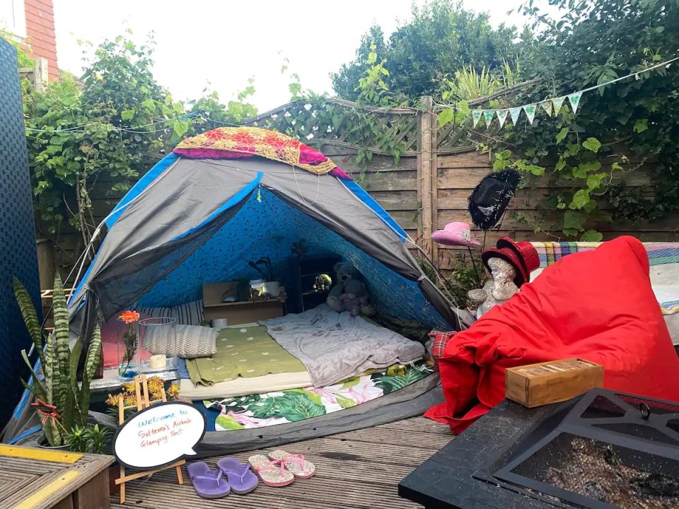 An AirBnB host listed a tent in his back garden as a 'glamping experience'