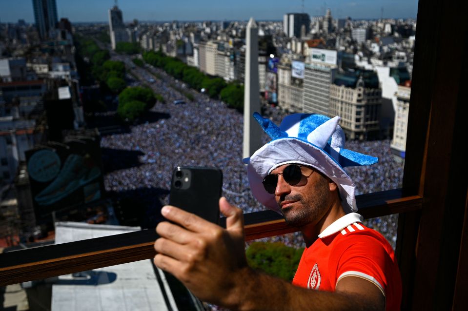 One man had the perfect view of the incredible crowd